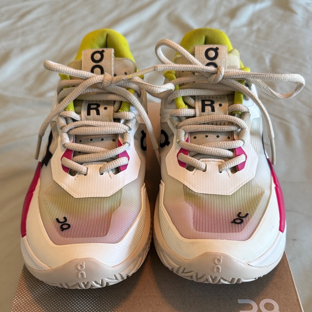 On Running Women's Athletic Shoes - White, Pink, Yellow - Picture 4 of 9
